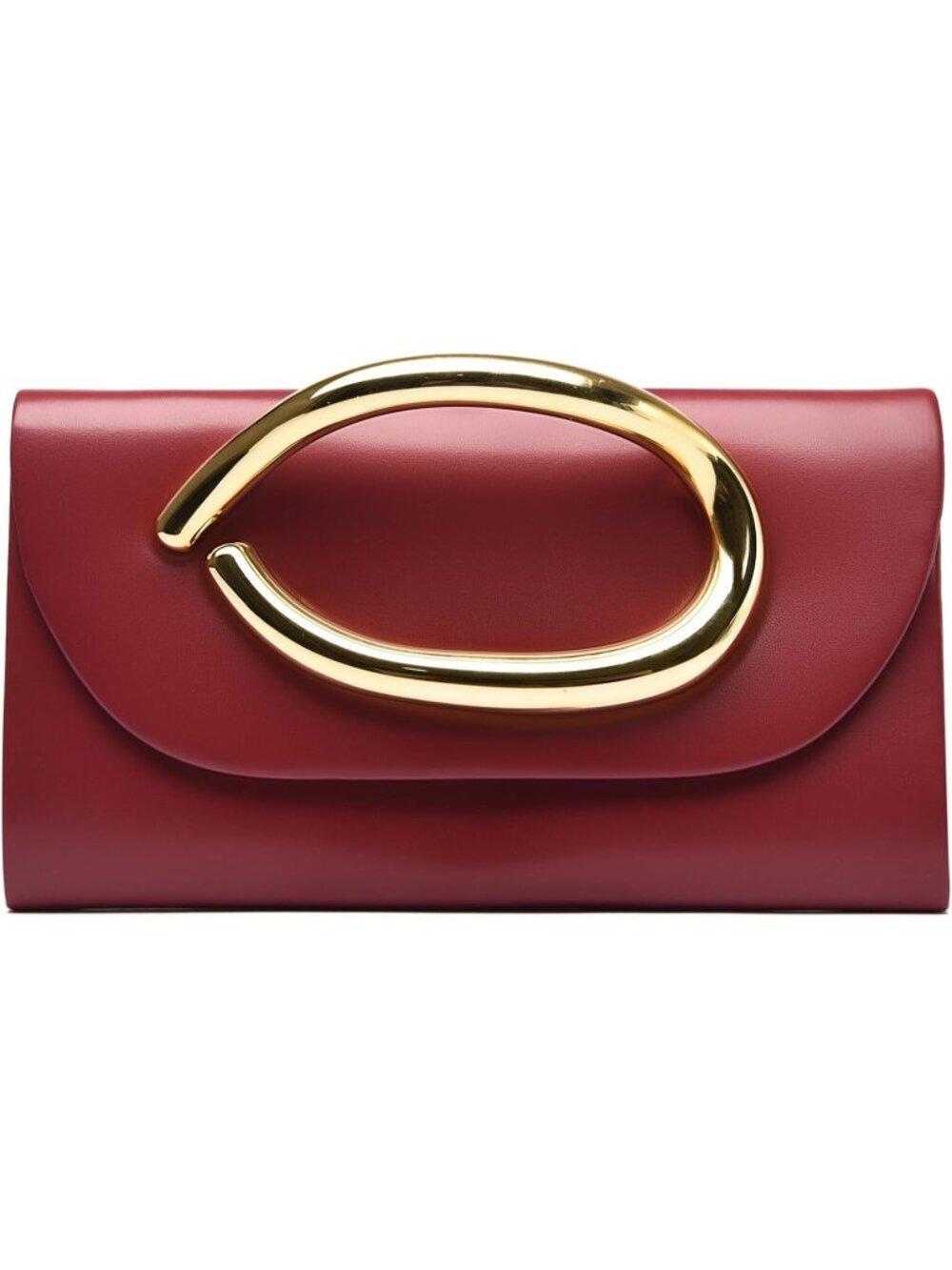 Women's Burgundy Vegan Leather Clutch Gold Handle Formal Evening Purse Bag